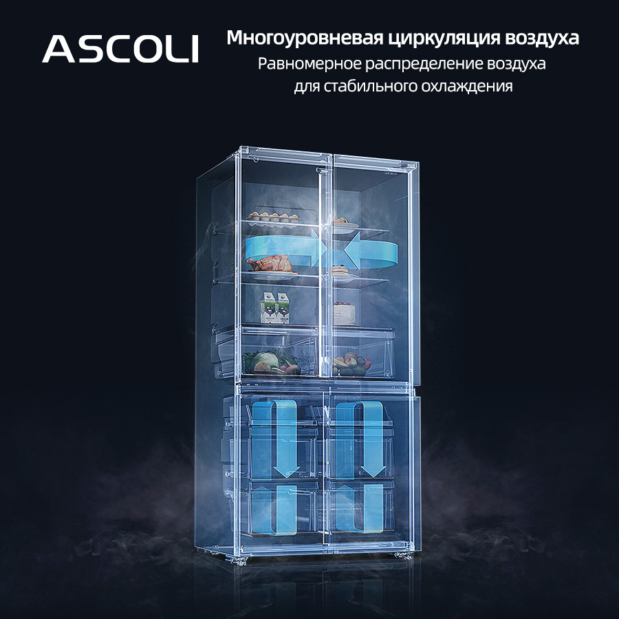 Многодверный холодильник Ascoli ACDG460WE, 442 л, серый — фото 4