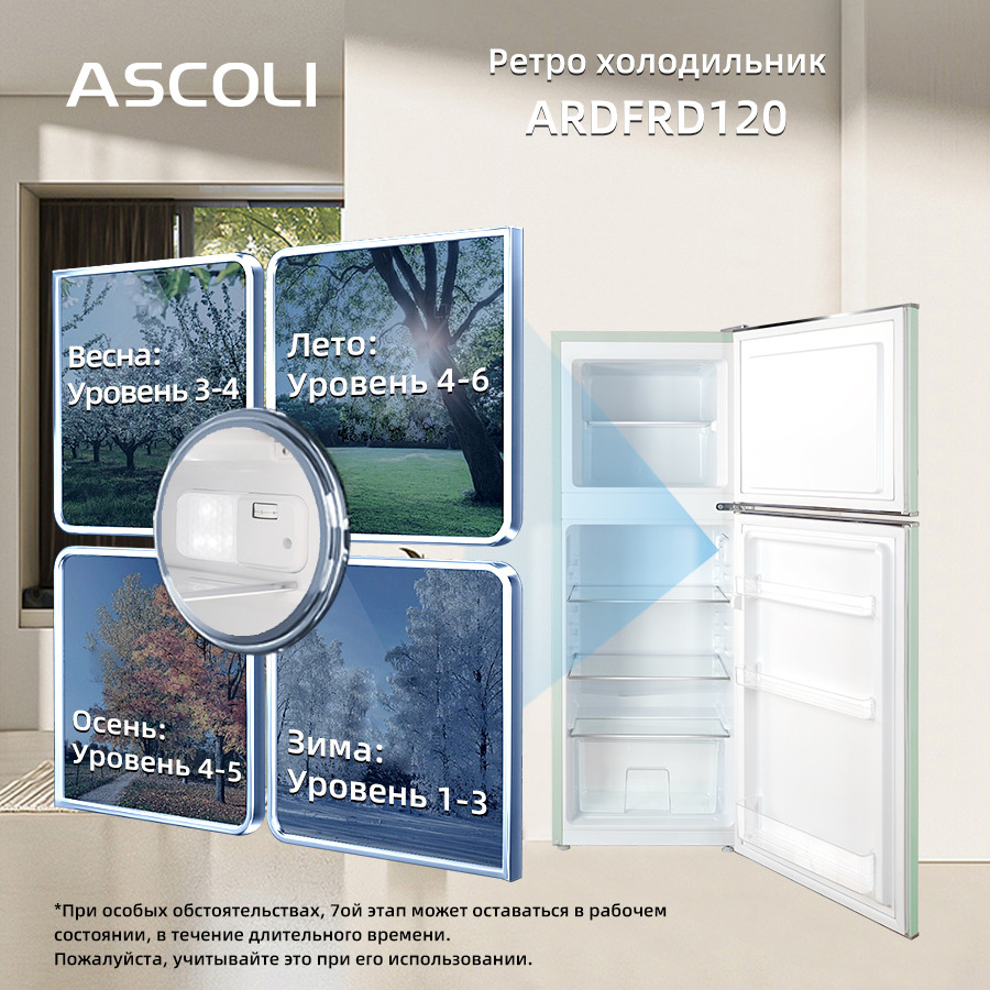 Ретро-холодильник Ascoli ARDFRM120, бирюзовый, фото 6
