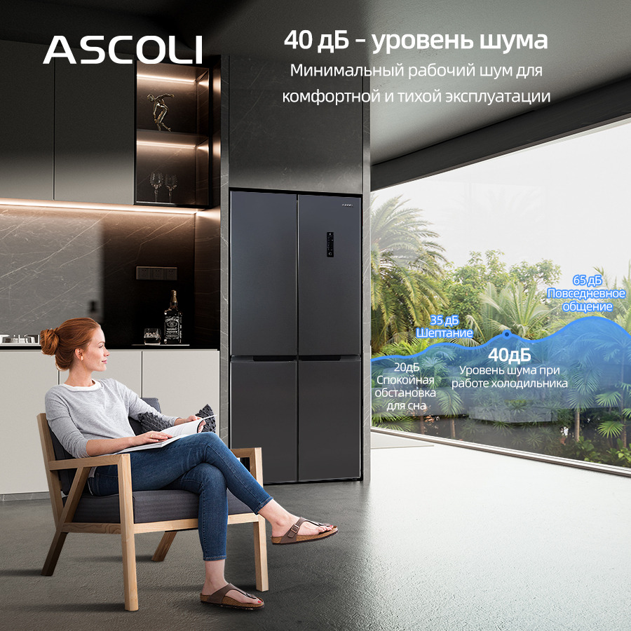 Многодверный холодильник Ascoli ACDG460WE, 442 л, серый — фото 10