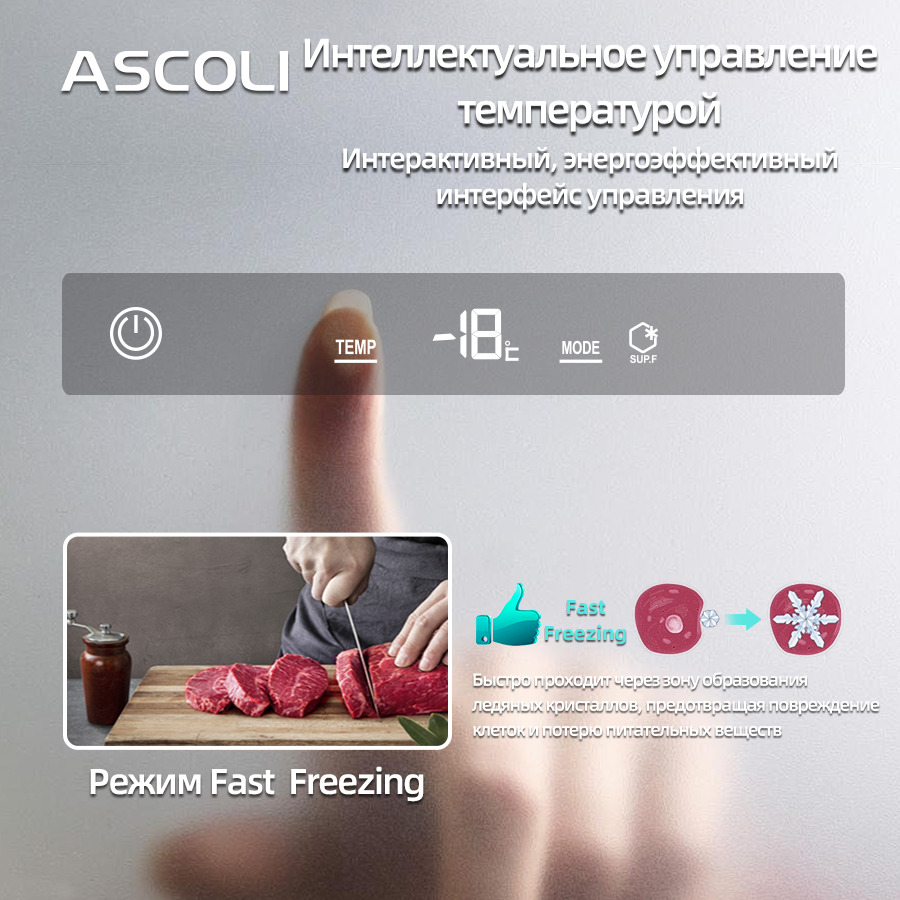 Сенсорная панель управления с дисплеем встраиваемого морозильника Ascoli ASF230WBI
