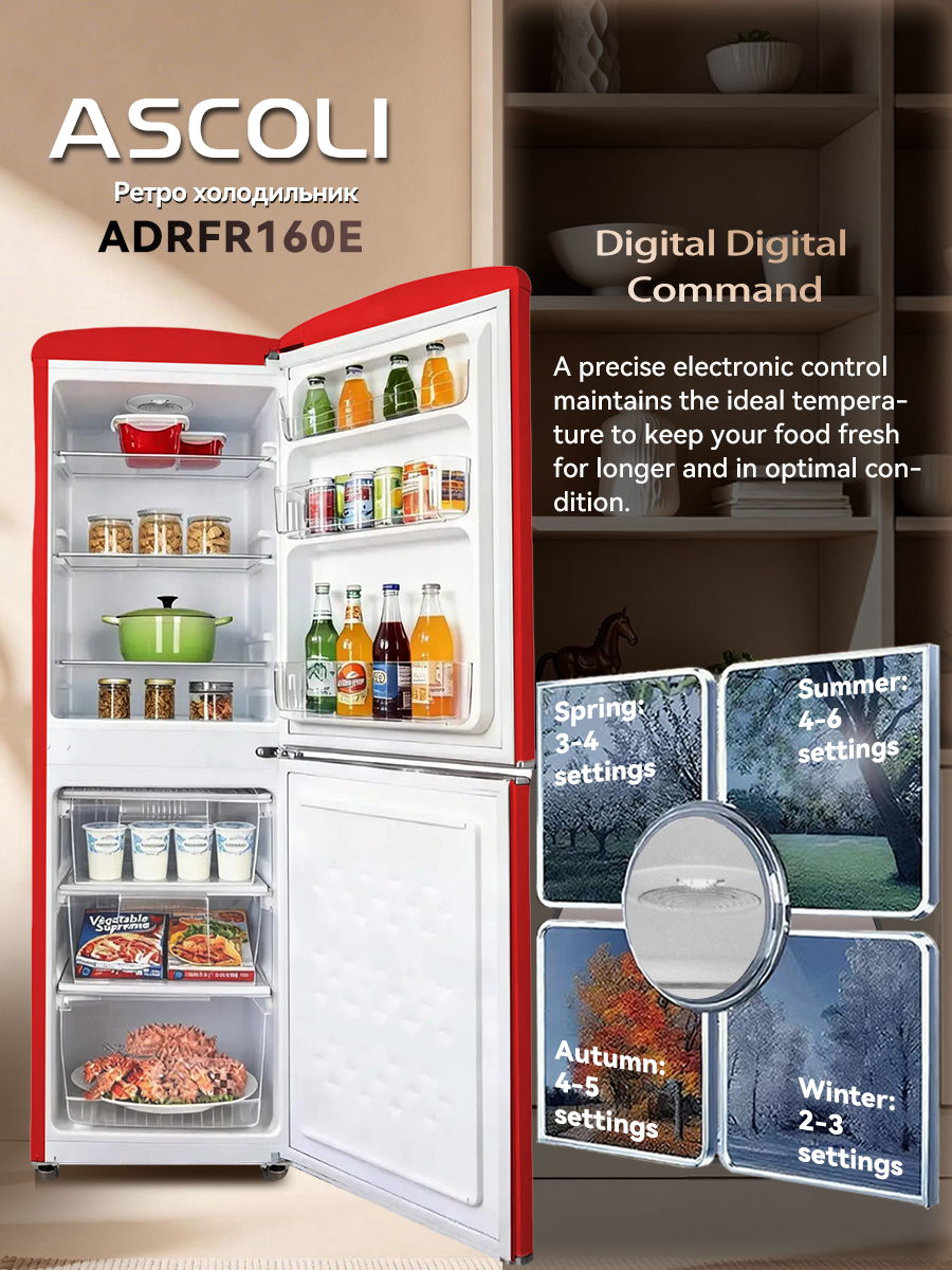 Холодильник Ascoli ADRFR160E красный
