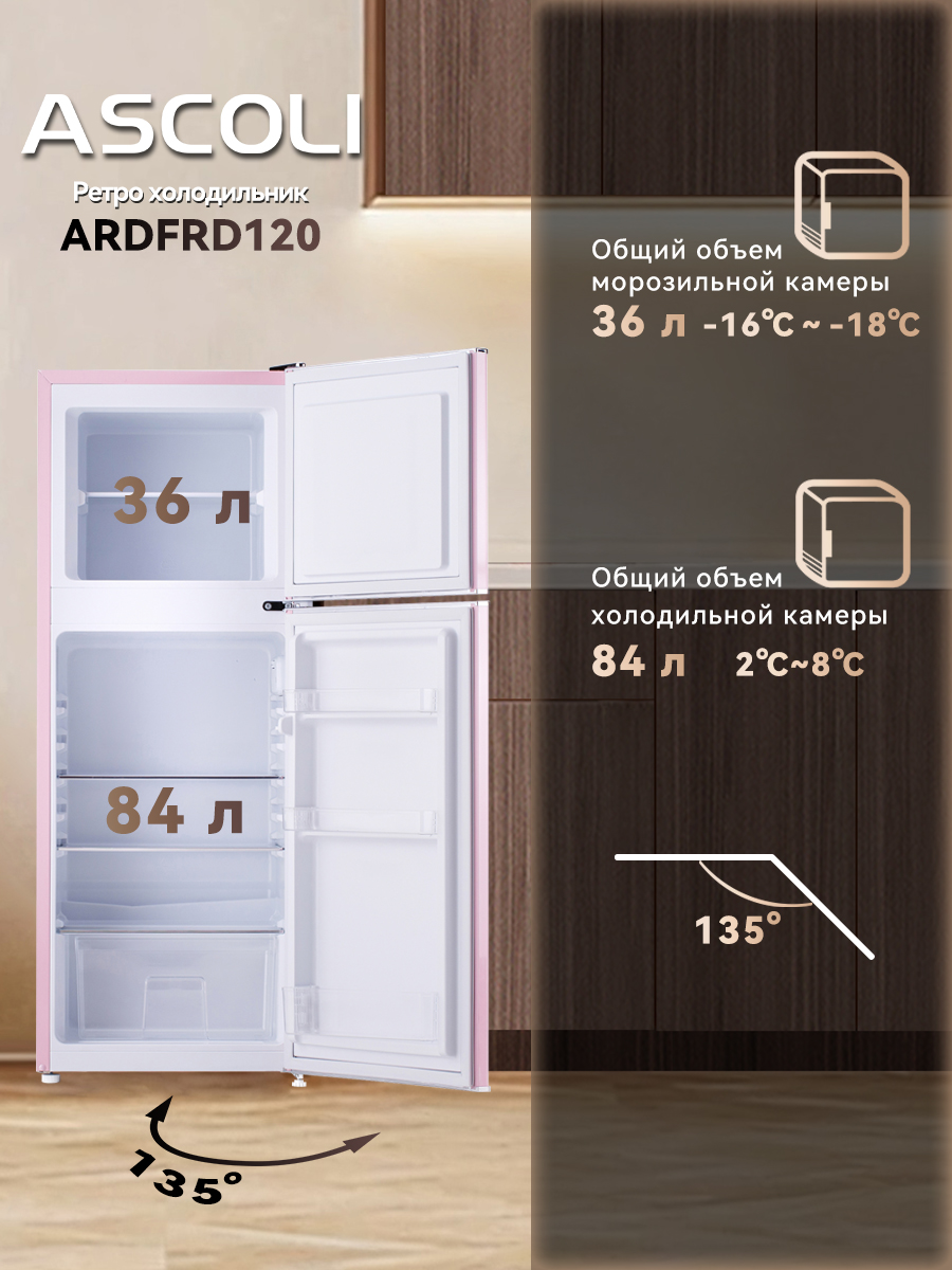 Холодильник Ascoli ARDFRD120 розовый