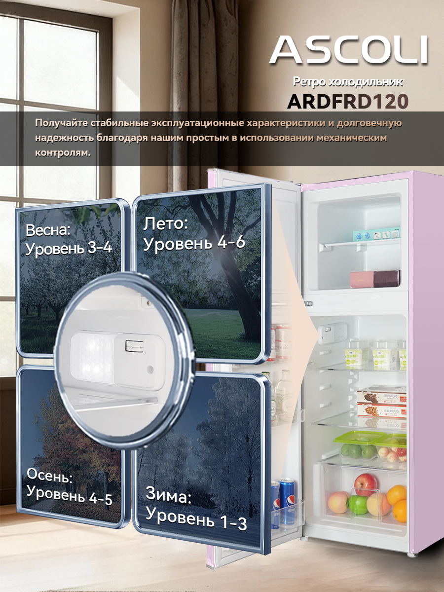 Холодильник Ascoli ARDFRD120 розовый