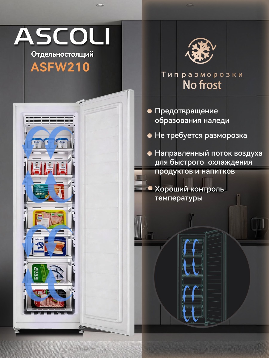 Морозильный шкаф Ascoli ASFW210 белый