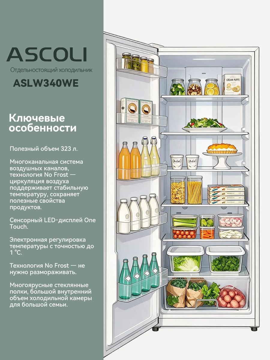 Холодильник Ascoli ASLW340WE белый