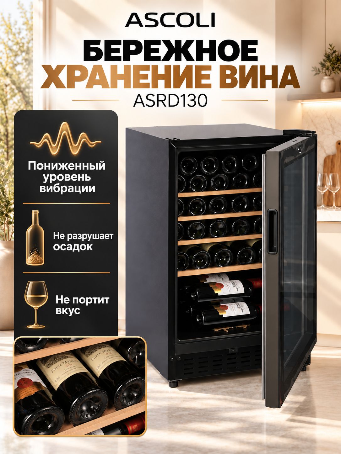 Винный шкаф Ascoli ASRD130, фото 2